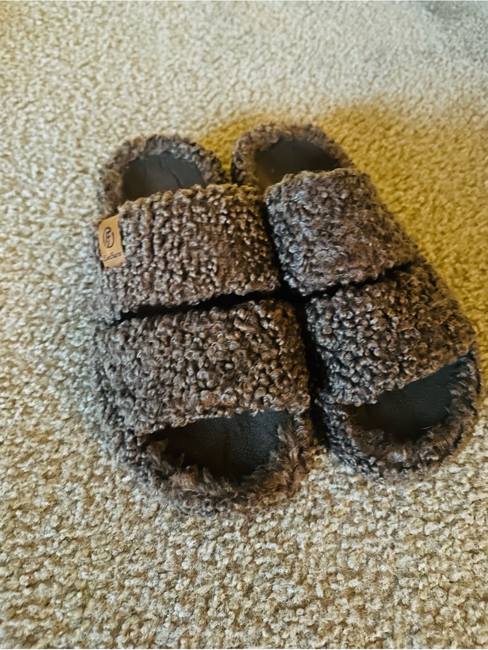 Cozy Brown Sherpa Slide Sandals for women